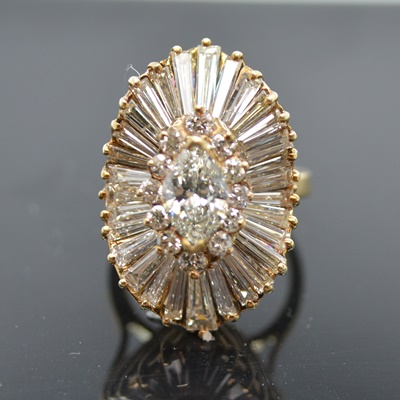 14K Yellow Gold 3.63 CTW Diamond Ballerina Setting Ring