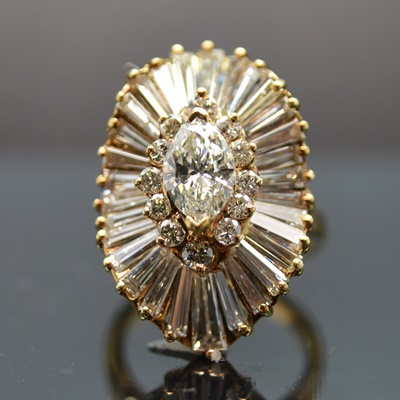 14K Yellow Gold 3.63 CTW Diamond Ballerina Setting Ring