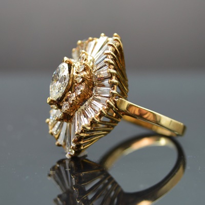 14K Yellow Gold 3.63 CTW Diamond Ballerina Setting Ring