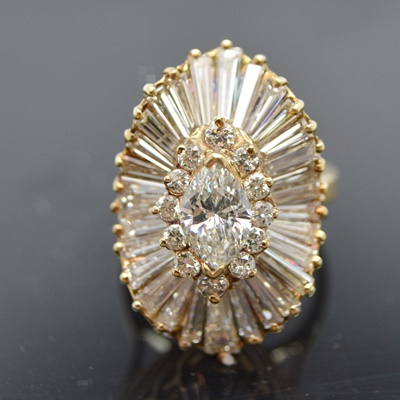 14K Yellow Gold 3.63 CTW Diamond Ballerina Setting Ring