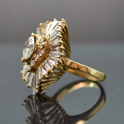 14K Yellow Gold 3.63 CTW Diamond Ballerina Setting Ring