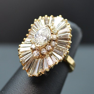 14K Yellow Gold 3.63 CTW Diamond Ballerina Setting Ring