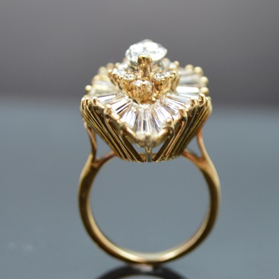 14K Yellow Gold 3.63 CTW Diamond Ballerina Setting Ring