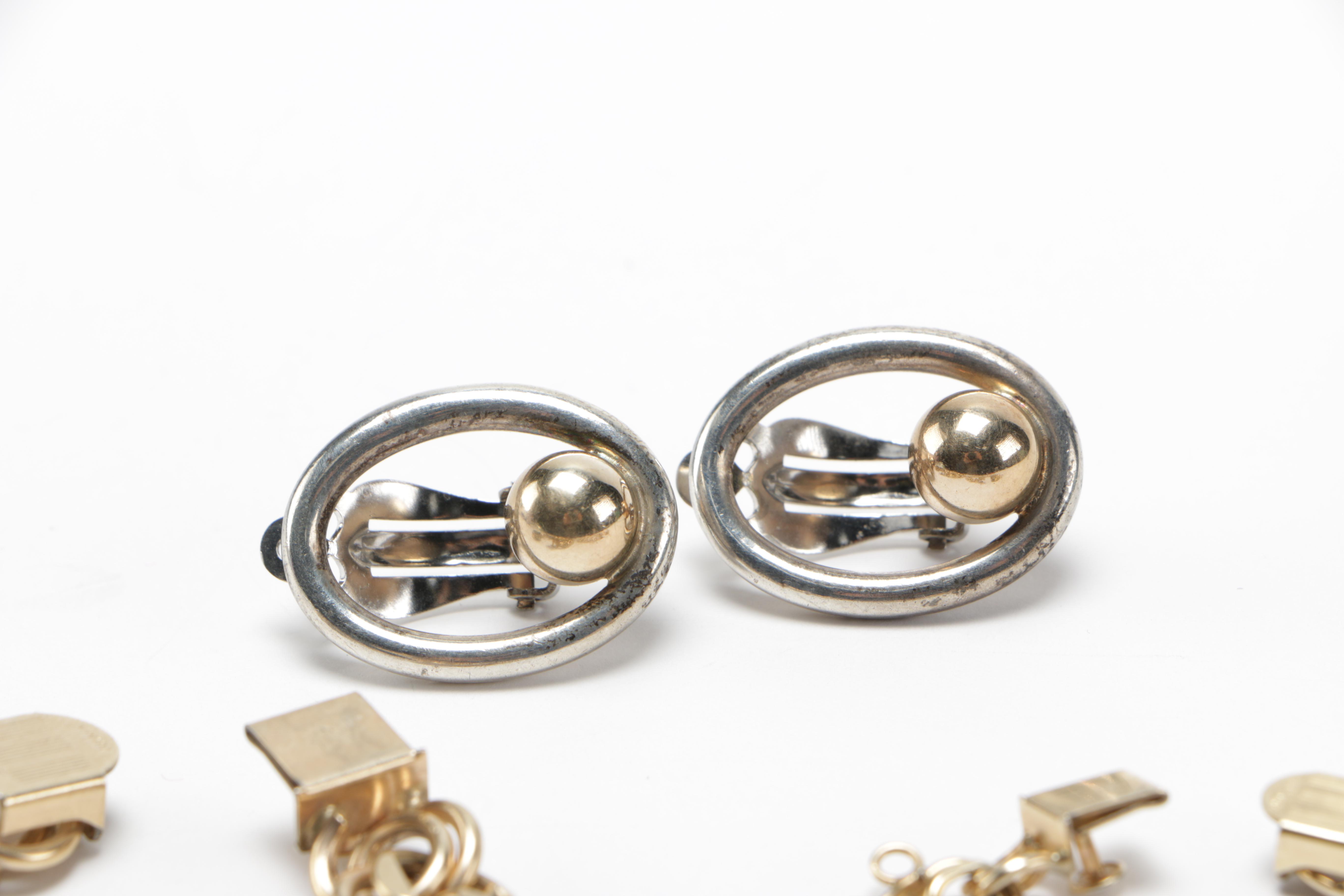 Pierre Cardin Sterling Silver and 14K Gold Earrings and Gold Filled Bracelets