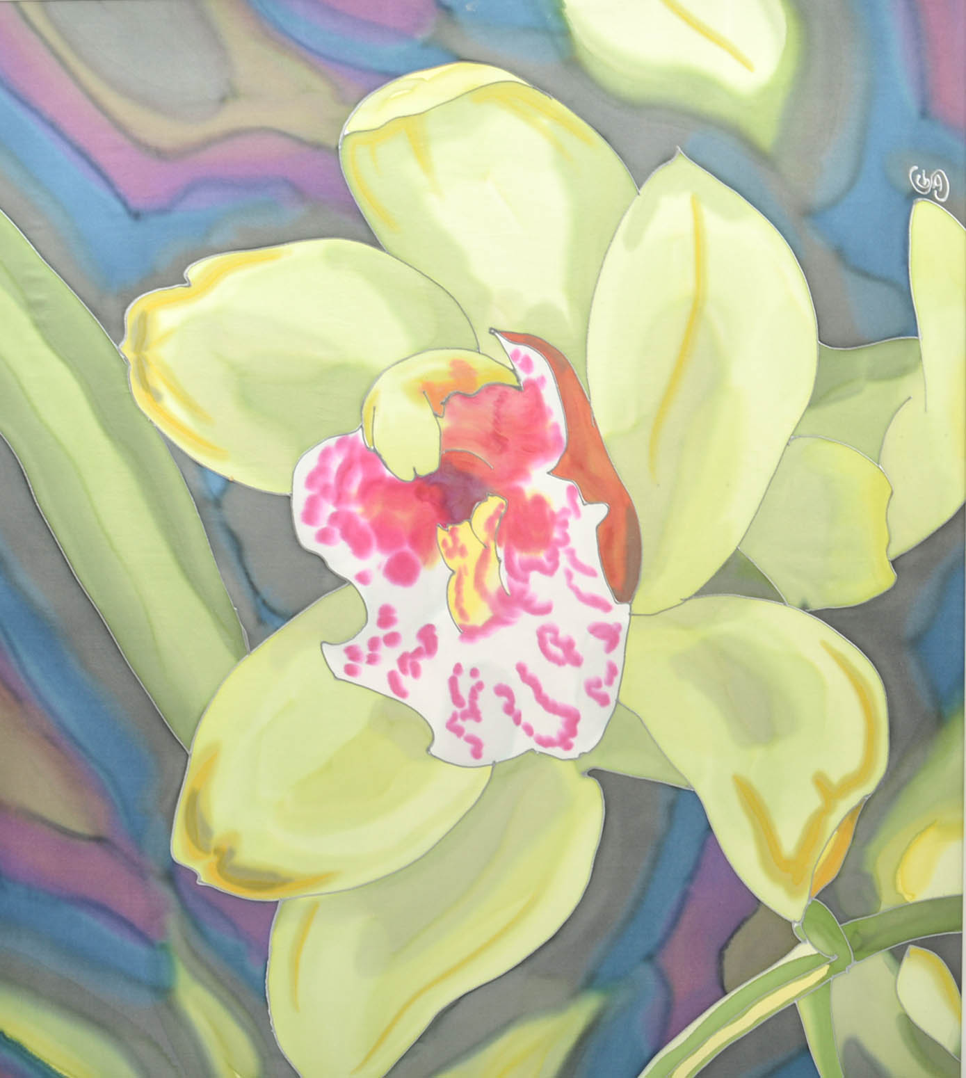 Gunter Schwegler Painting on Silk "Floating Teacup"