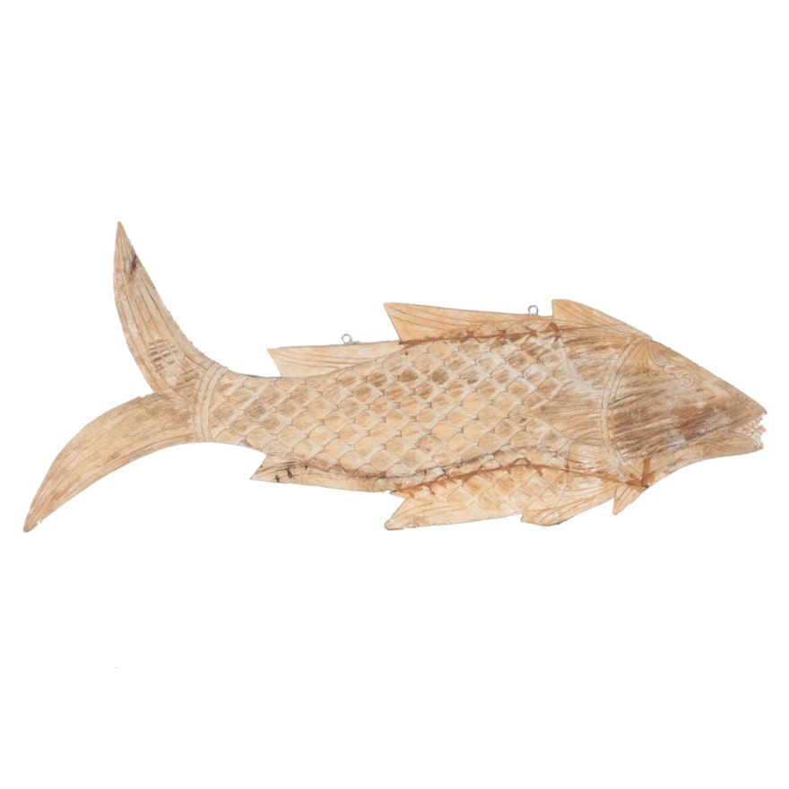 Carved Wooden Fish Wall Decor