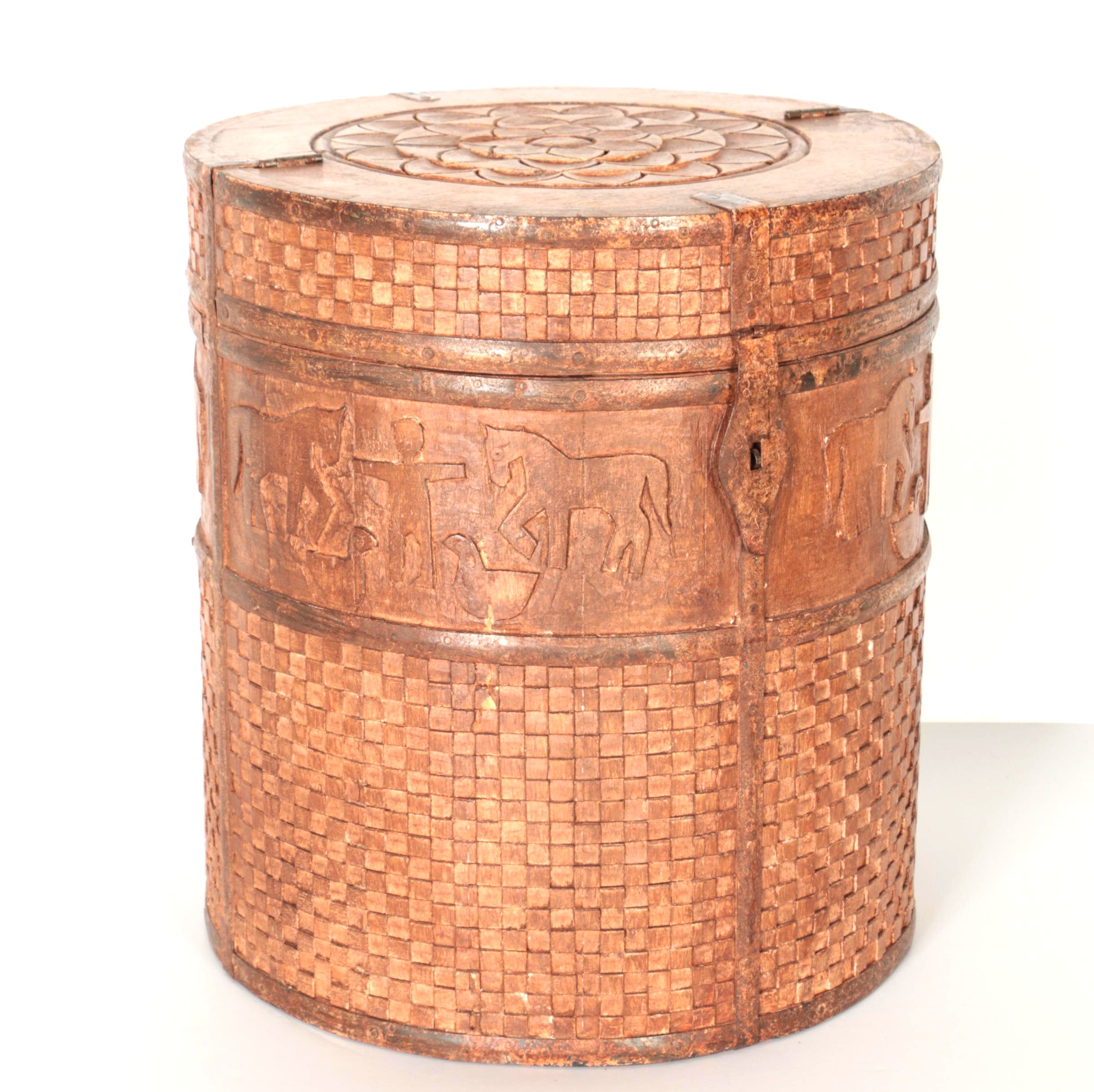 Indian Carved Wooden Trunk