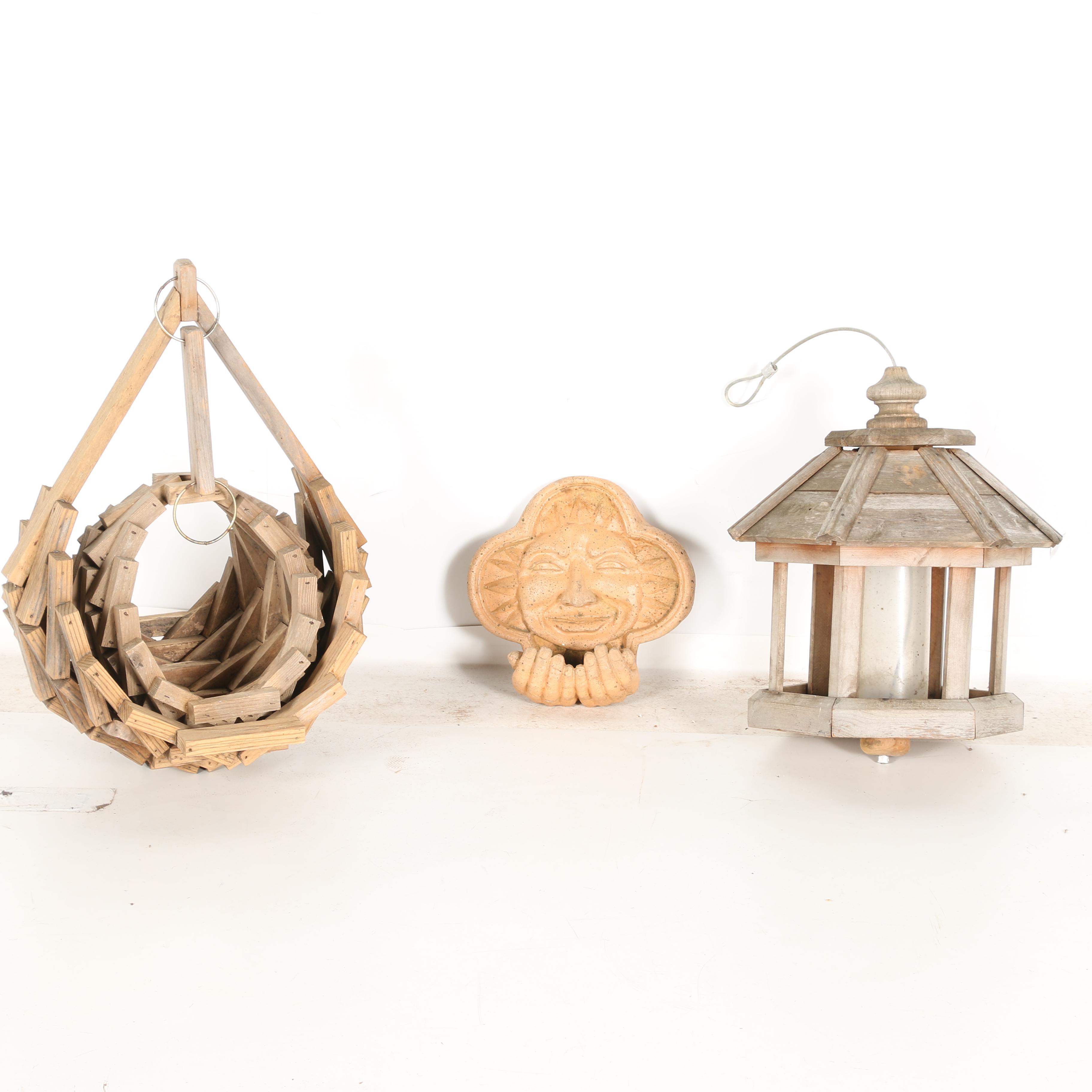 Wood and Ceramic Outdoor Decor