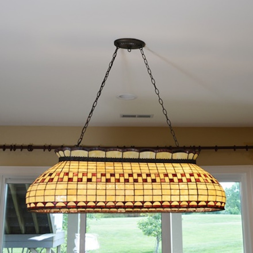 Stained Glass Billiard Ceiling Light Fixture
