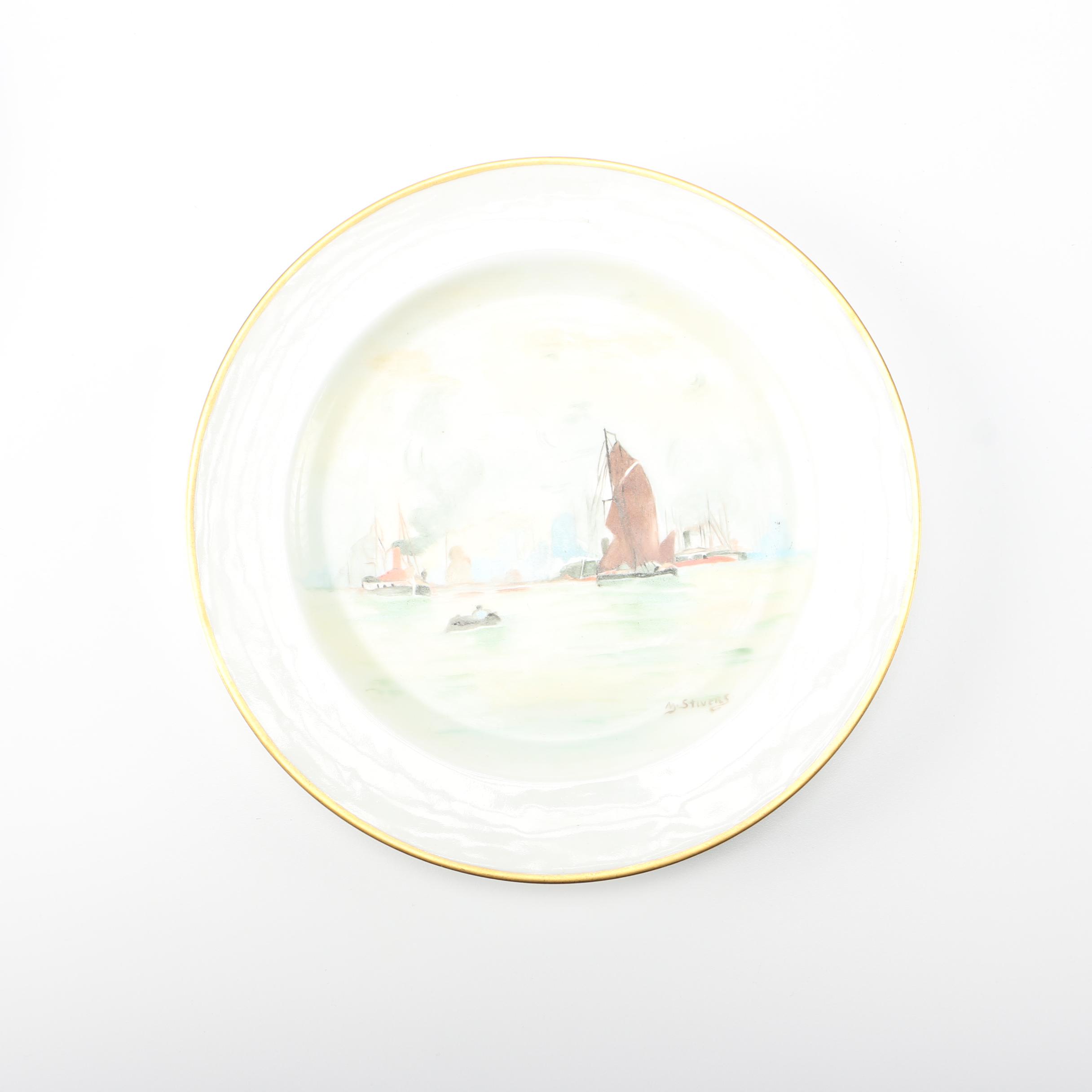 Haviland Limoges Hand Painted Coastal Plates