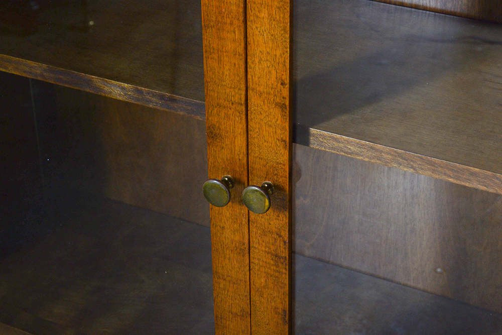 Glass Front Wood Cabinet On Casters