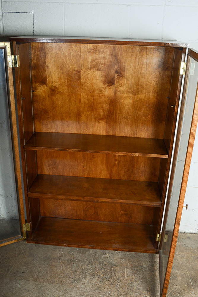 Glass Front Wood Cabinet On Casters