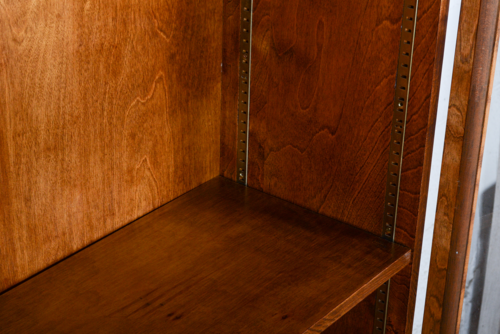 Glass Front Wood Cabinet On Casters