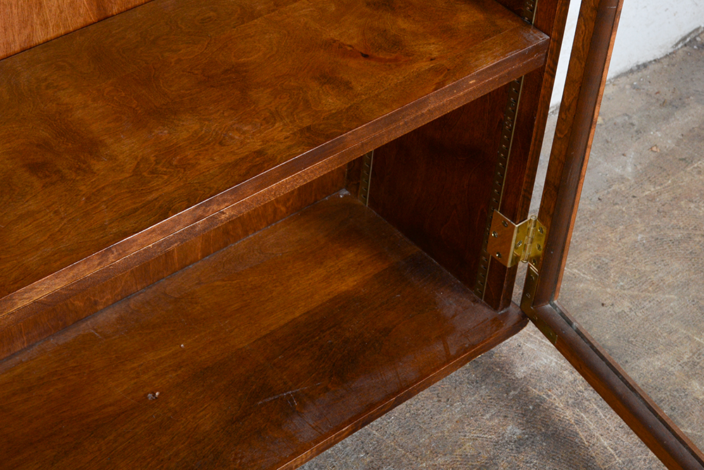 Glass Front Wood Cabinet On Casters