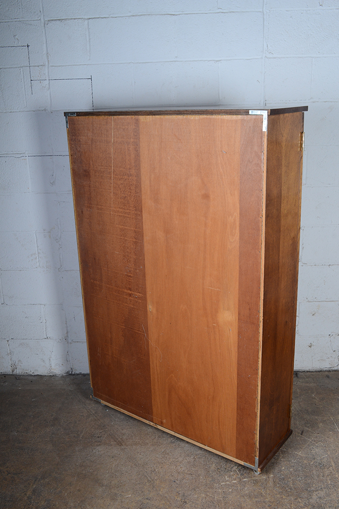 Glass Front Wood Cabinet On Casters