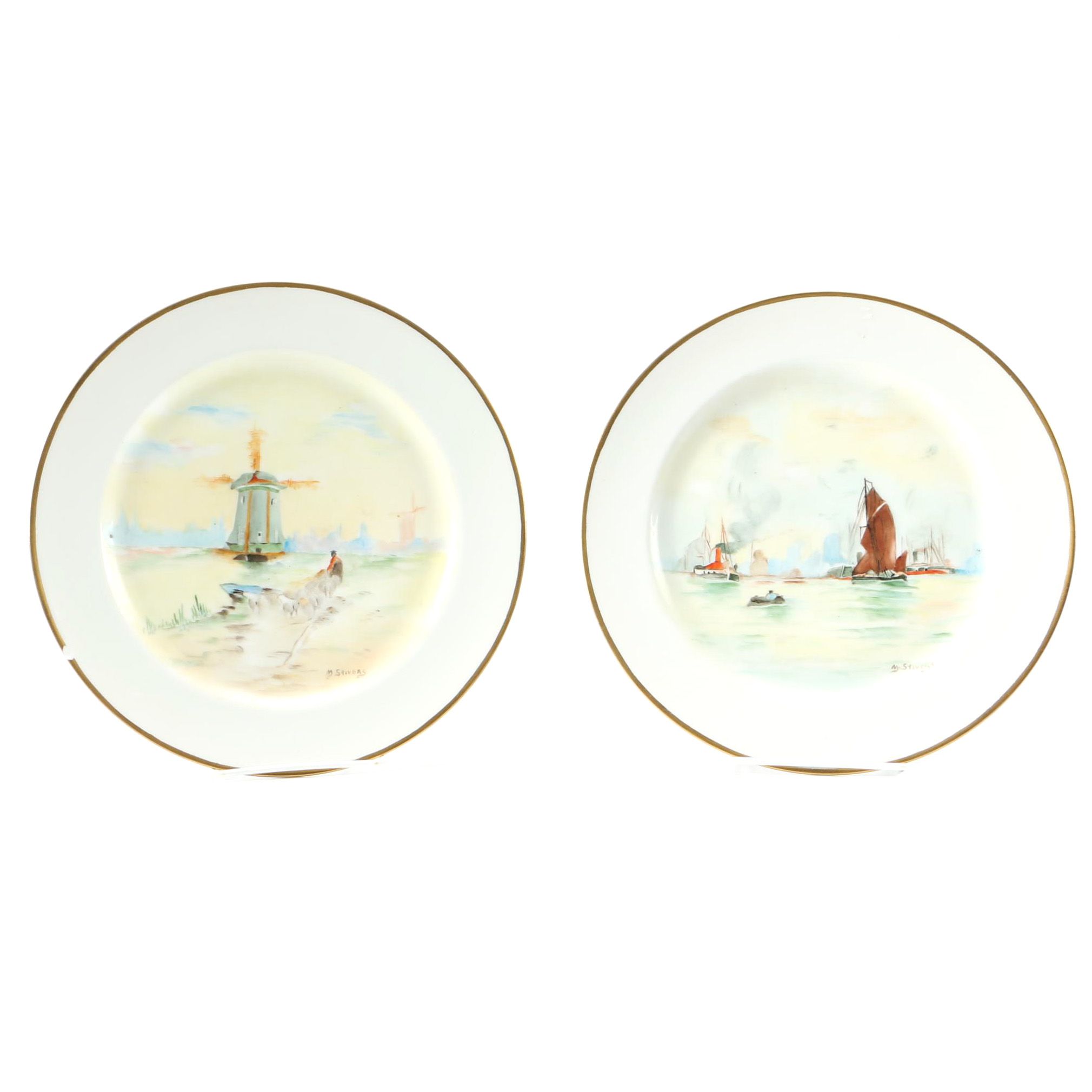 Haviland Limoges Hand Painted Coastal Plates