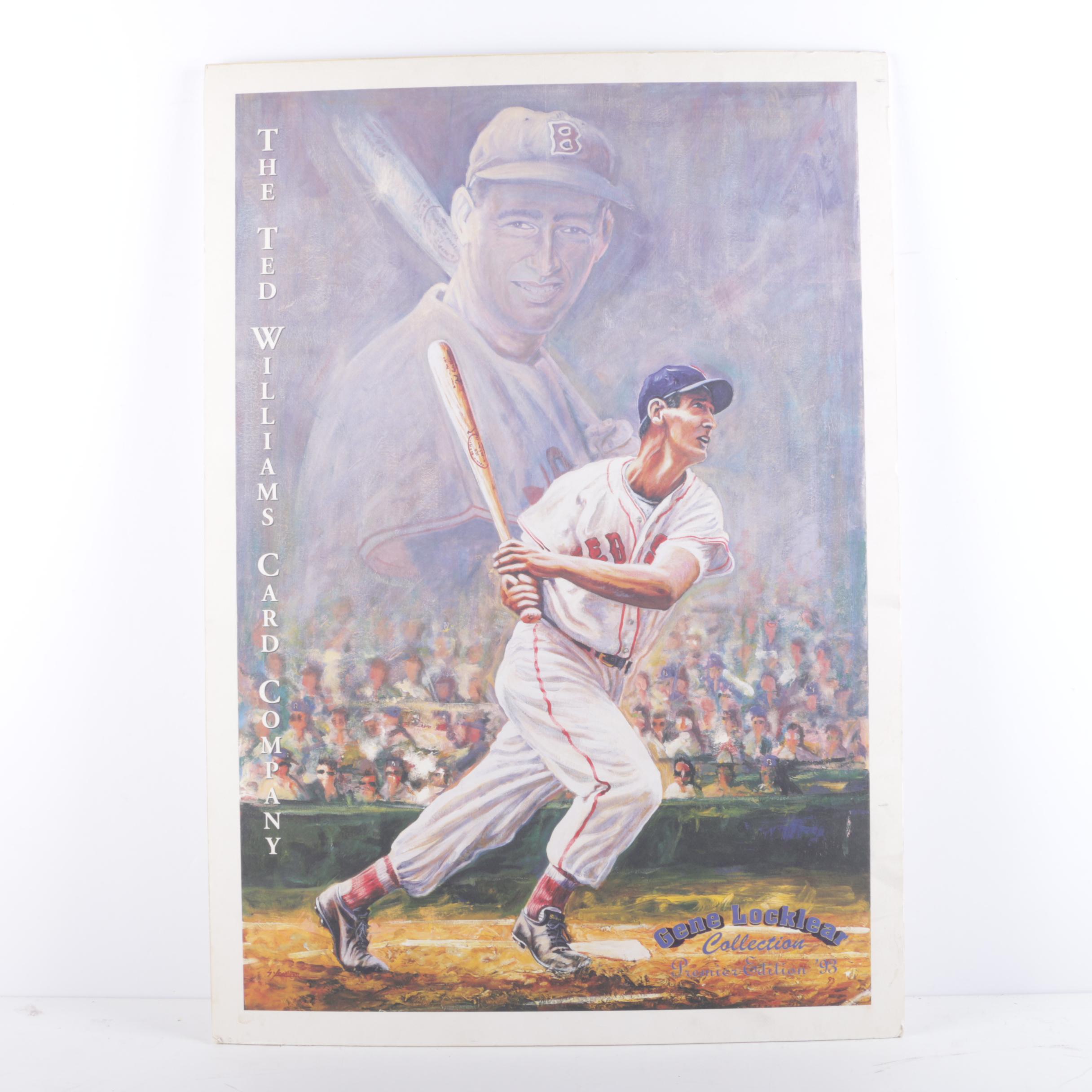 Ted Williams Offset Lithograph After Gene Locklear on Paper Poster
