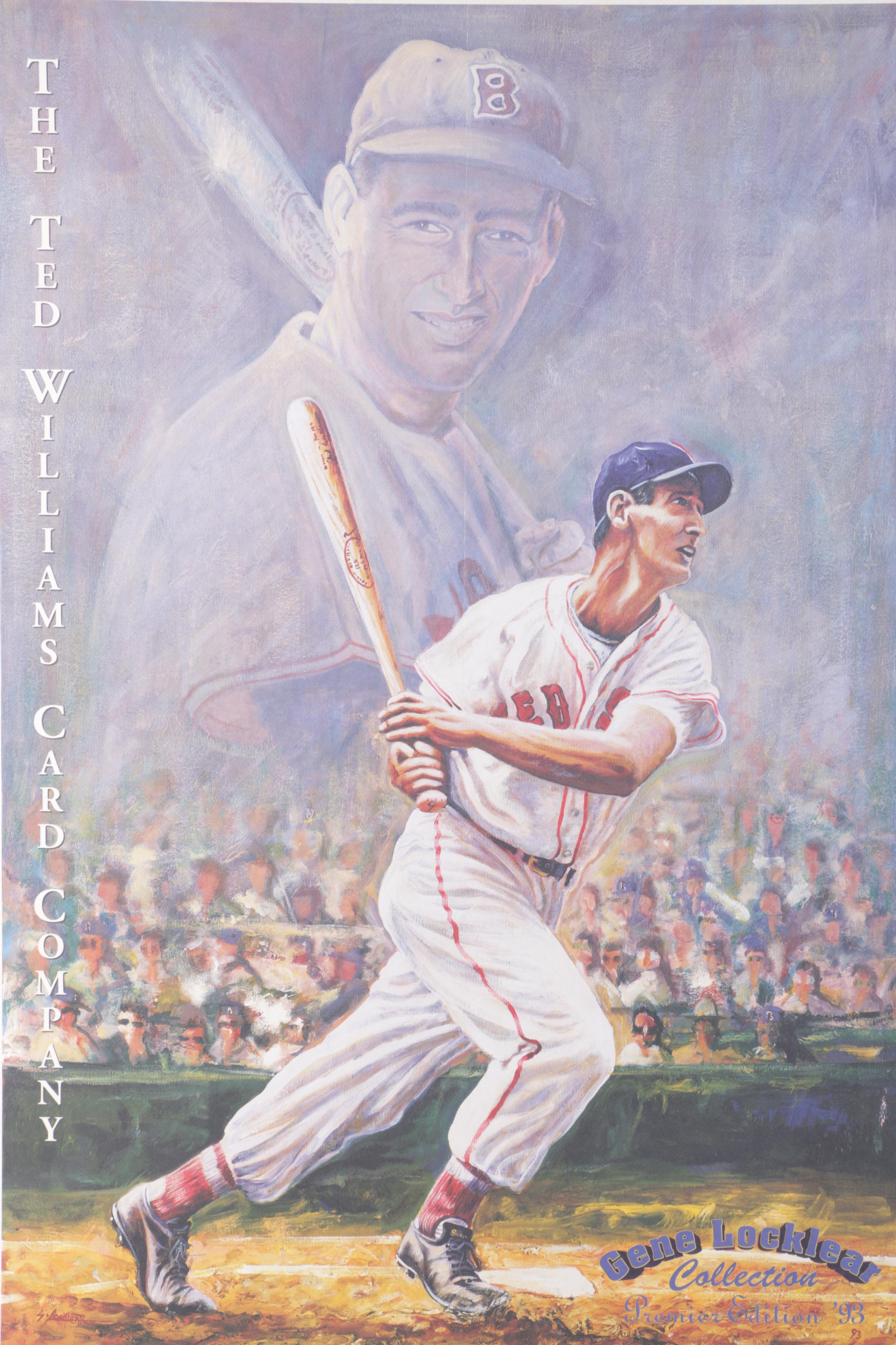 Ted Williams Offset Lithograph After Gene Locklear on Paper Poster
