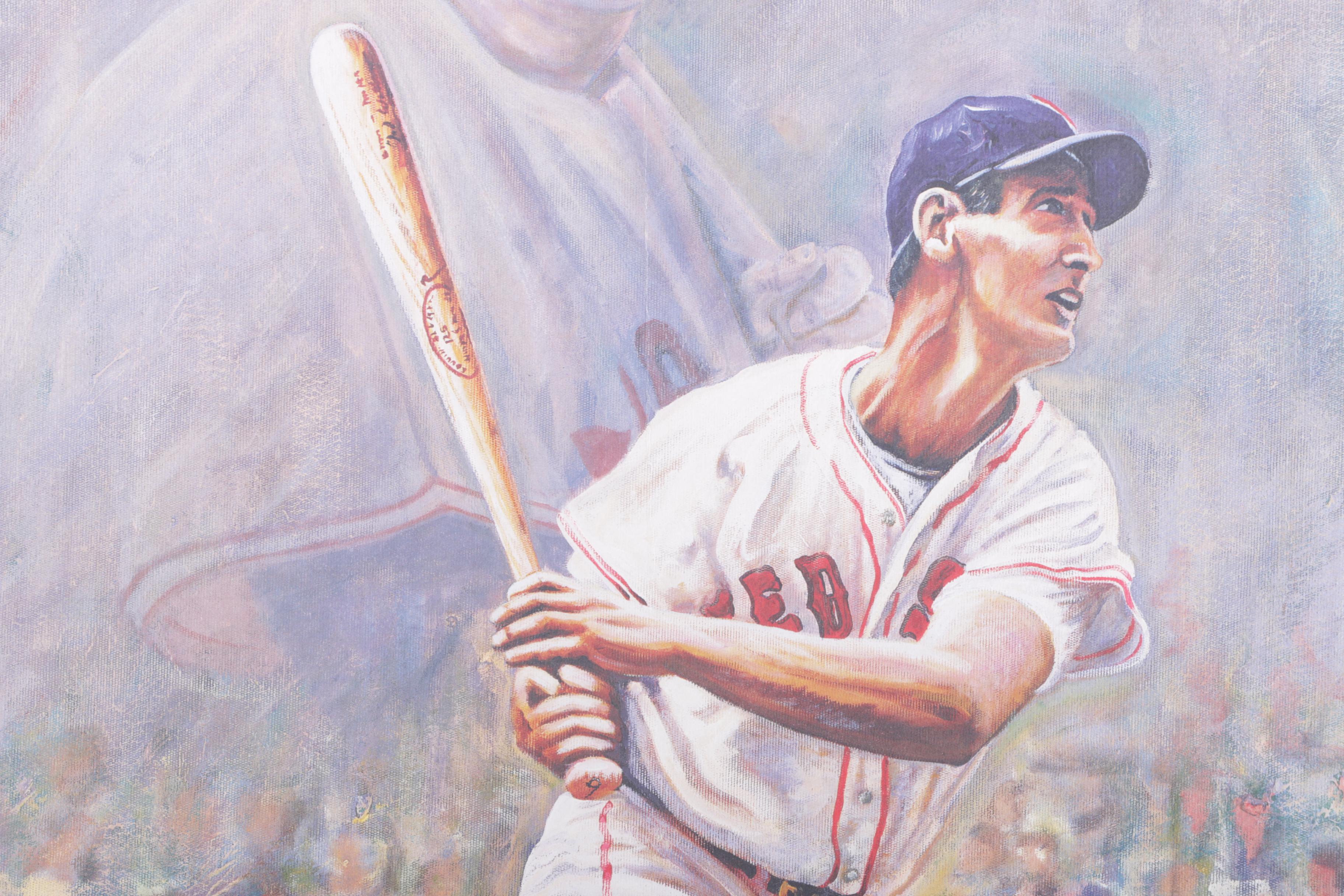 Ted Williams Offset Lithograph After Gene Locklear on Paper Poster