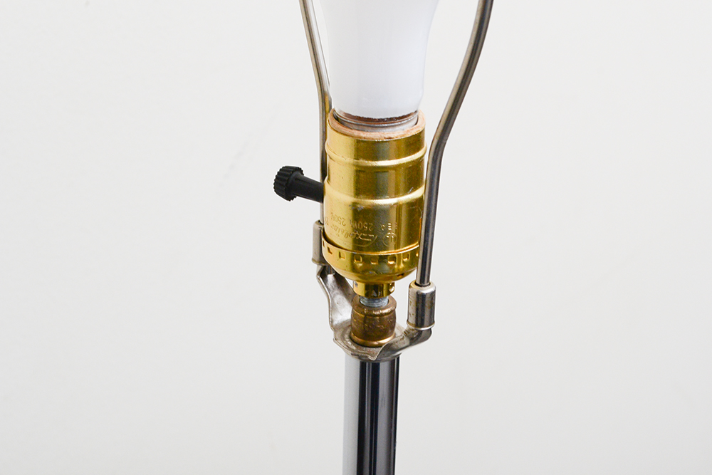 Chrome Floor Lamp With Glass Tabletop