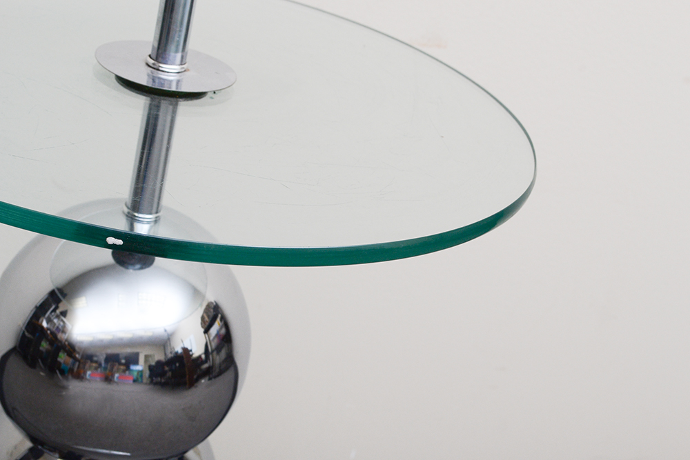 Chrome Floor Lamp With Glass Tabletop