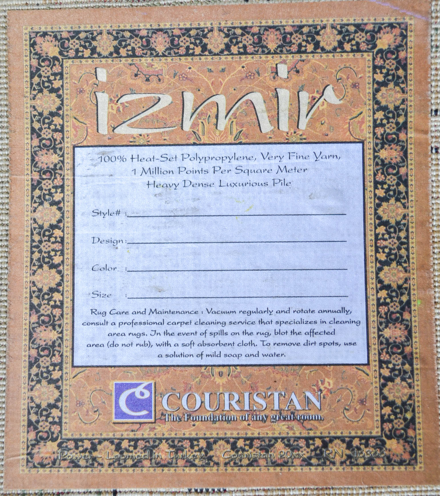 Turkish Couristan "Izmir" Area Rug