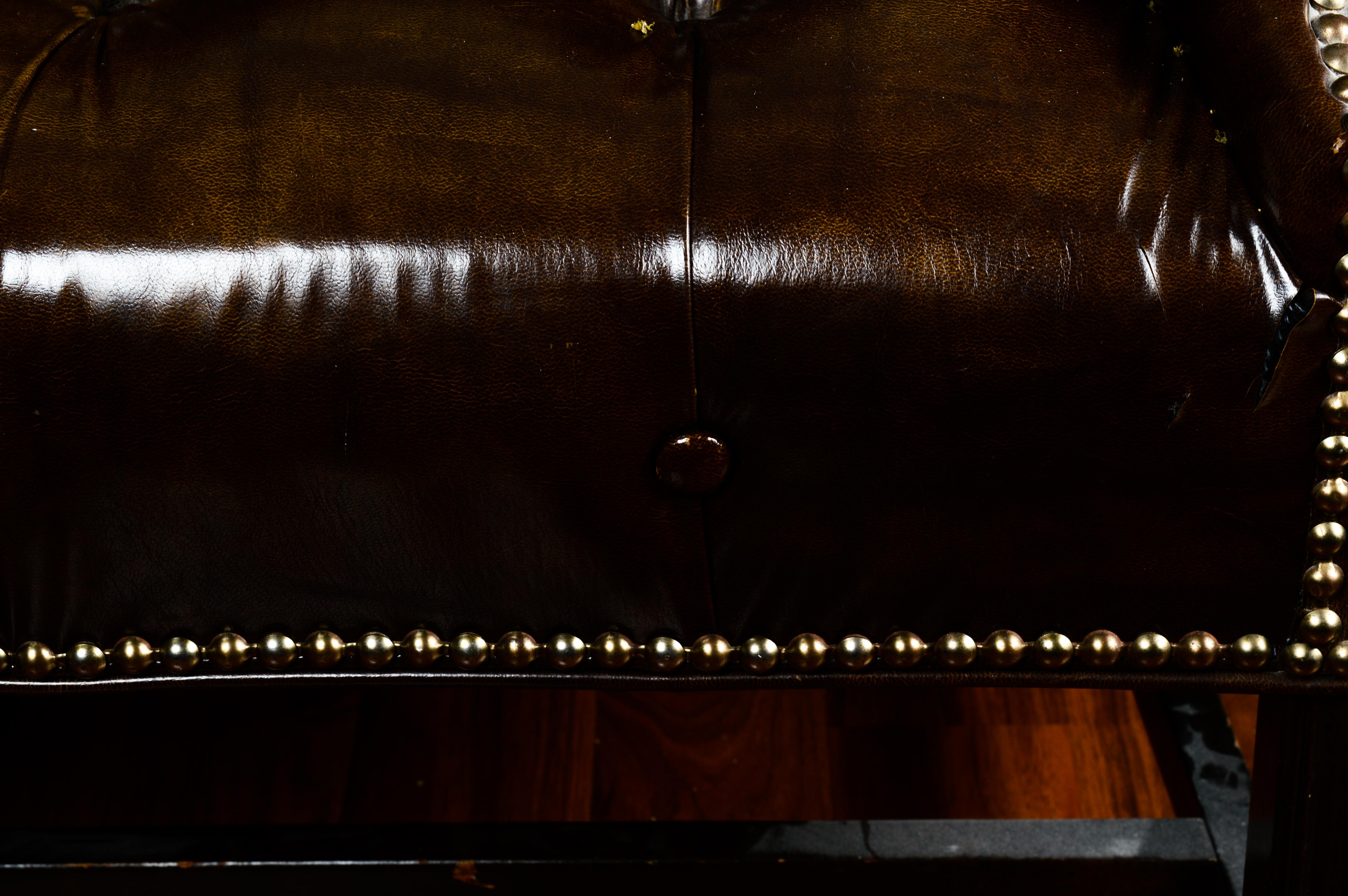 Chesterfield Style Faux Leather Tufted Armchair