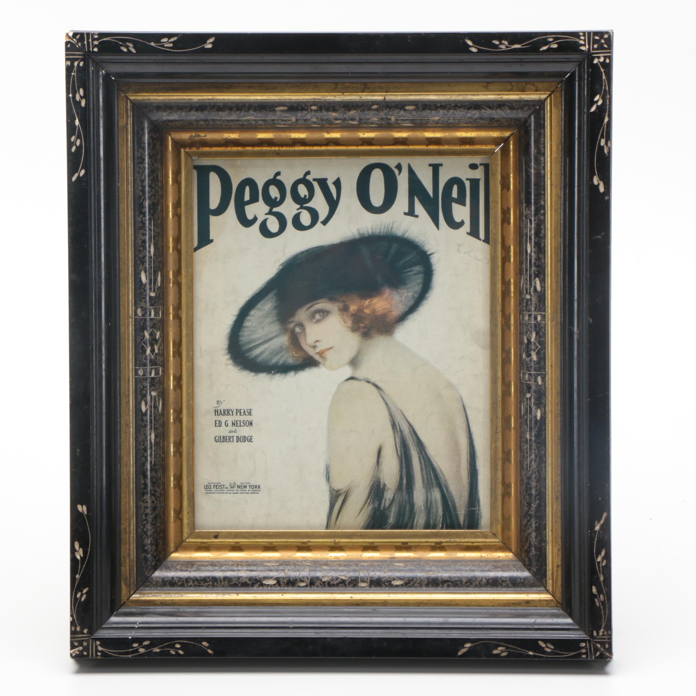 Offset Lithograph on Paper Sheet Music Cover for "Peggy O'Neil"
