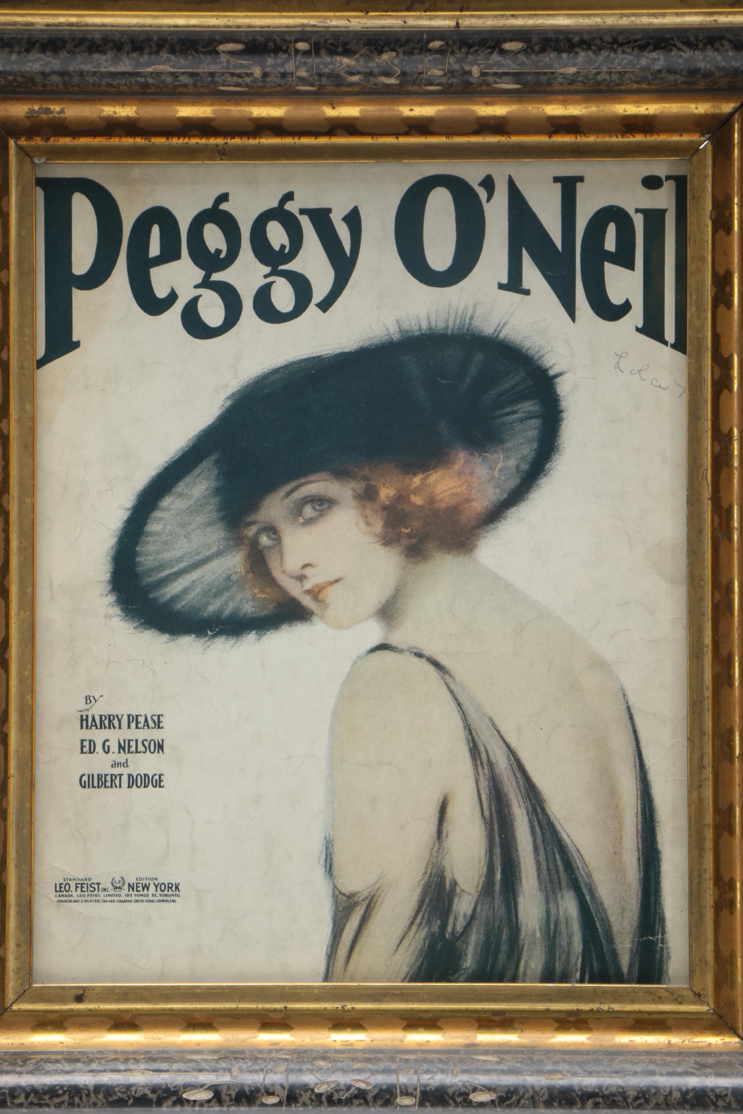 Offset Lithograph on Paper Sheet Music Cover for "Peggy O'Neil"