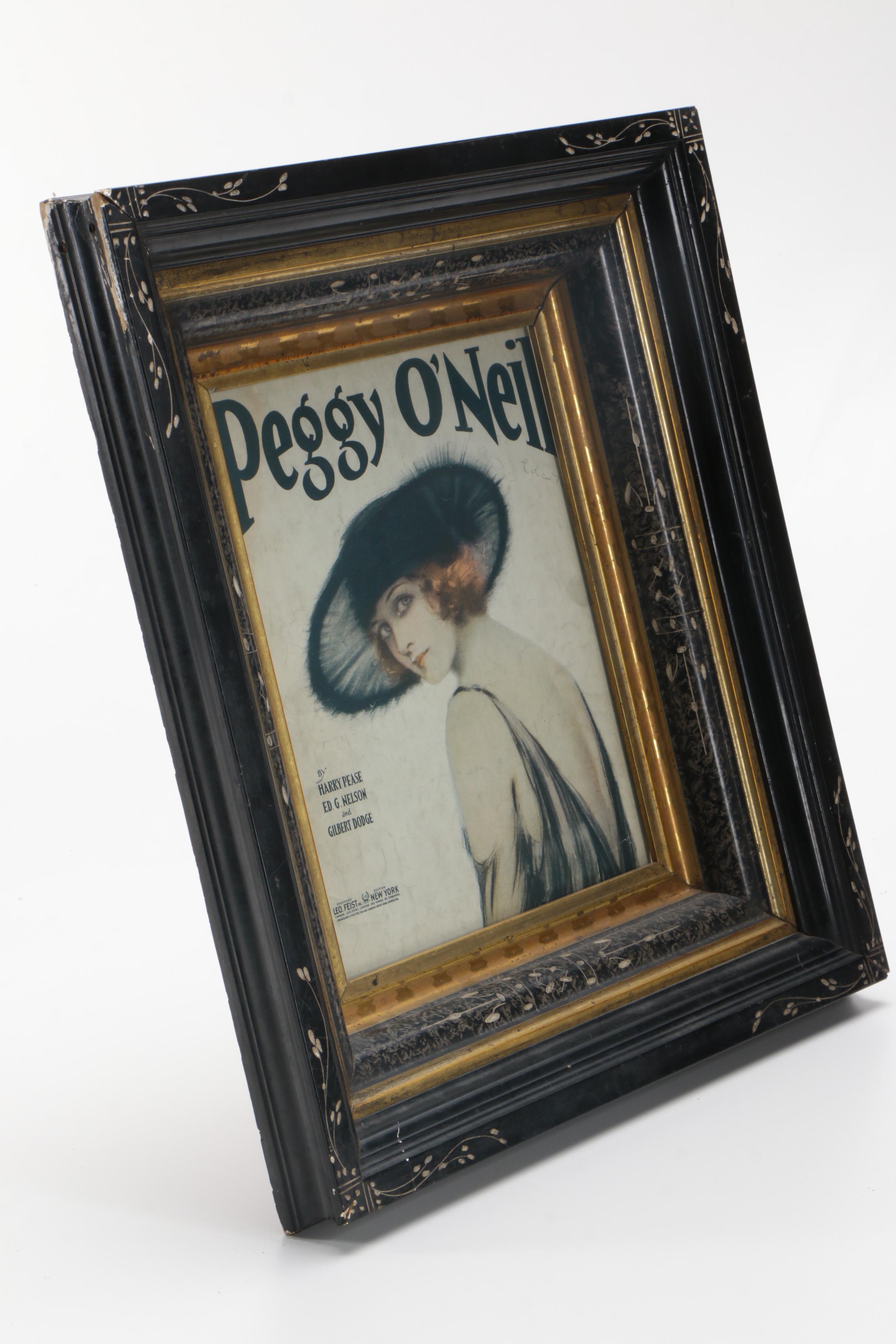Offset Lithograph on Paper Sheet Music Cover for "Peggy O'Neil"