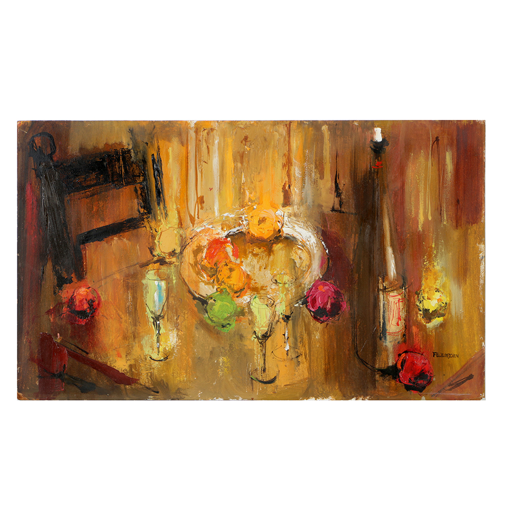Joseph Feuerborn Abstract Still Life Oil Painting on Board