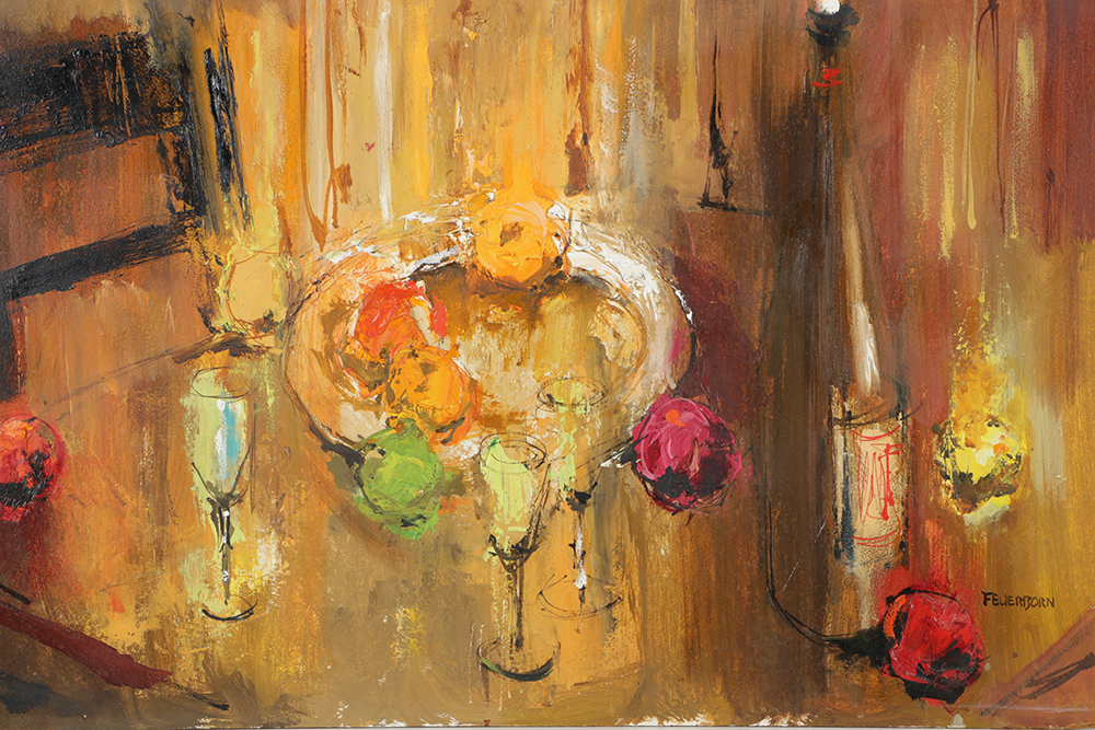 Joseph Feuerborn Abstract Still Life Oil Painting on Board