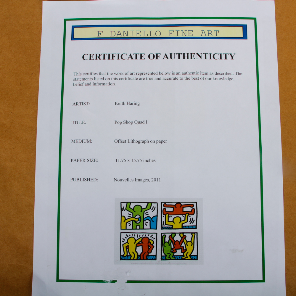 Offset Lithograph on Paper After Keith Haring "Pop Shop Quad I"