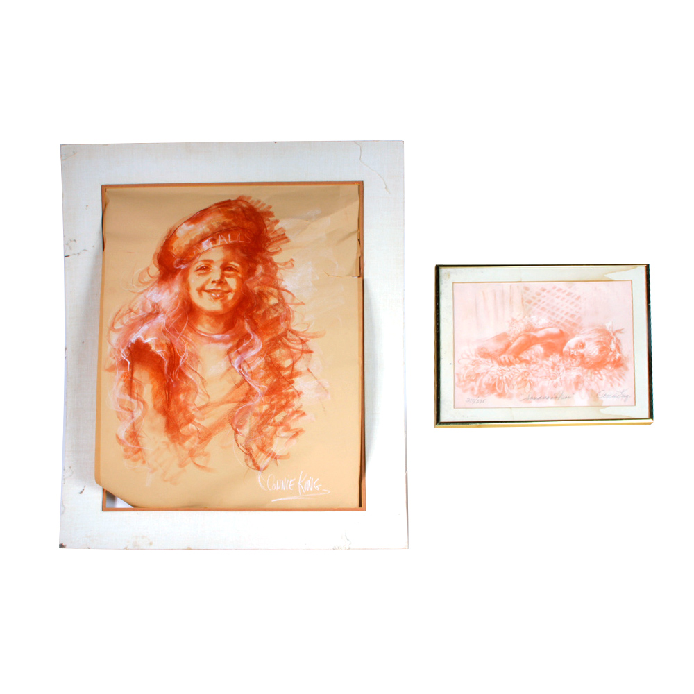 Connie King Pastel Drawing of Joely Fisher and Limited Edition Print