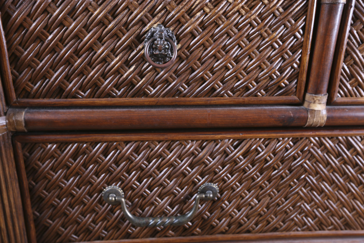 Hollywood Regency Style Rattan Chest of Drawers