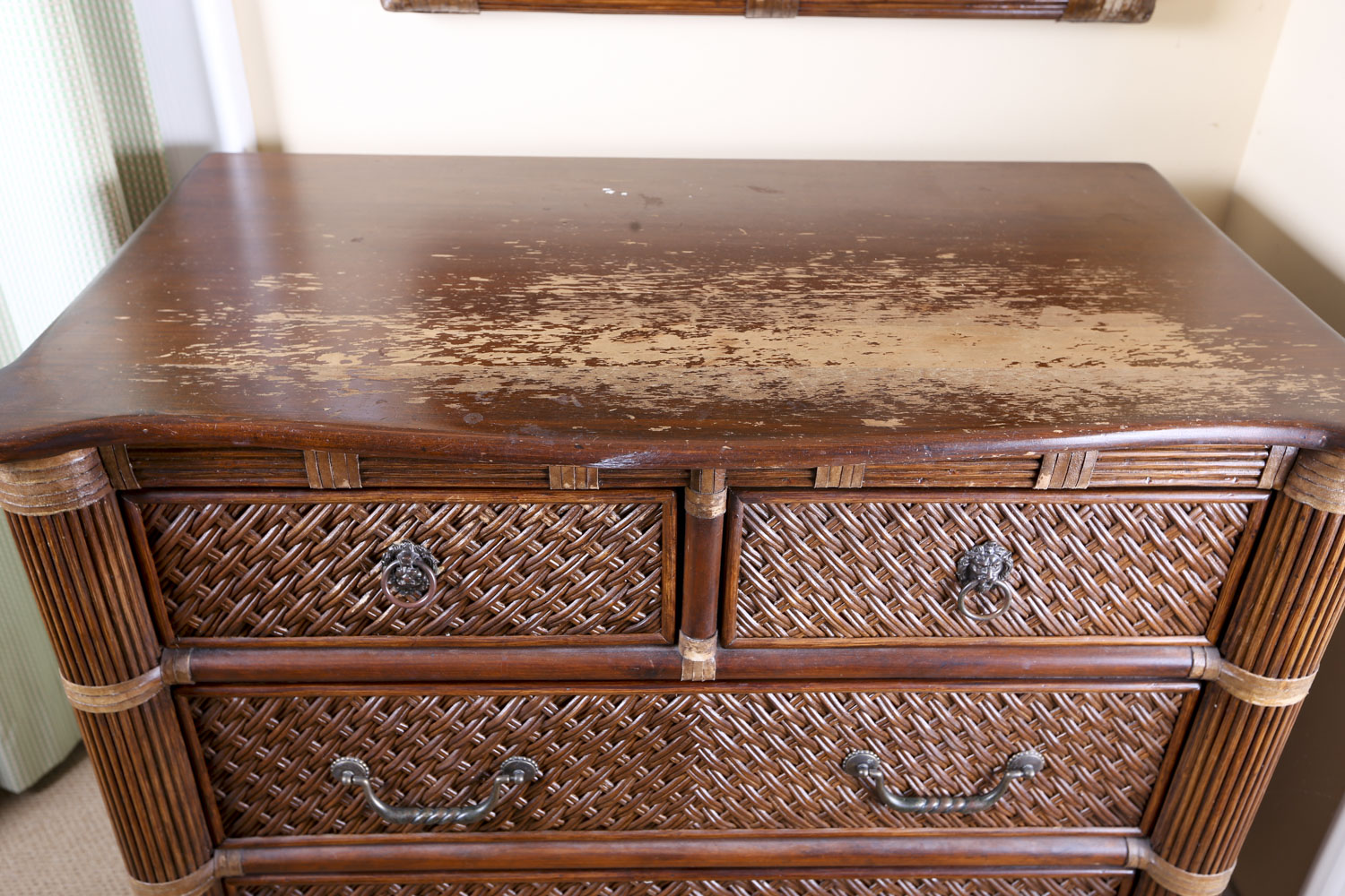 Hollywood Regency Style Rattan Chest of Drawers
