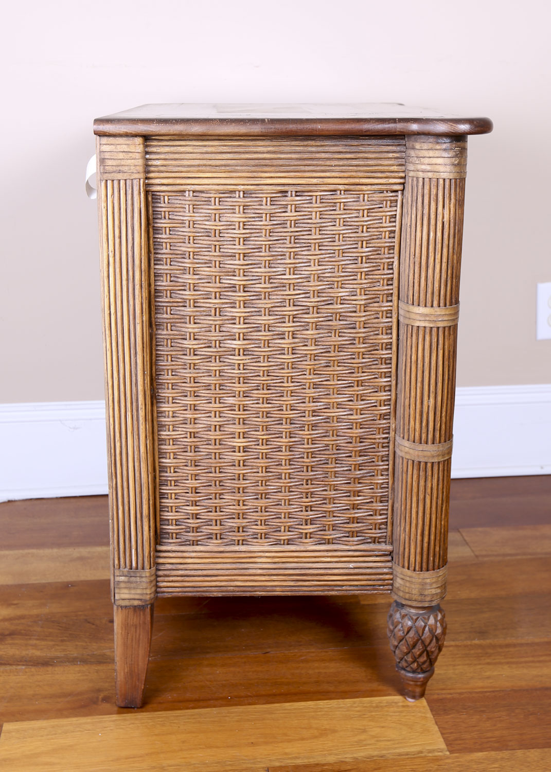 Hollywood Regency Style Rattan Diminutive Chest of Drawers