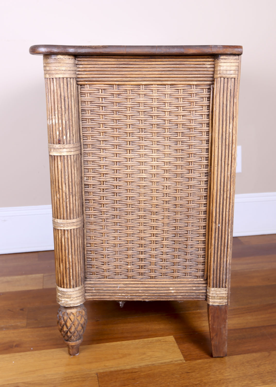 Hollywood Regency Style Rattan Diminutive Chest of Drawers