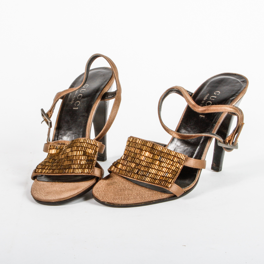 Gucci Beaded Heeled Sandals