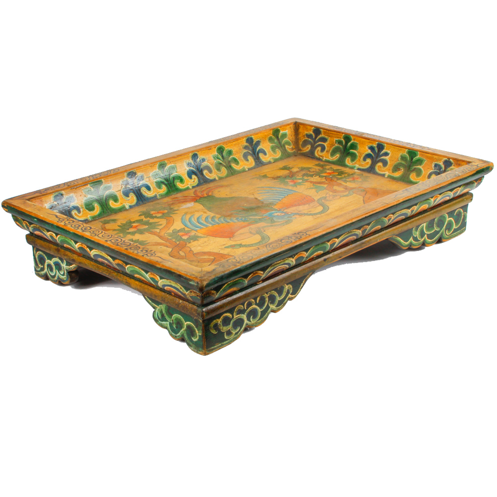 Hand Painted Asian Inspired Wooden Tray