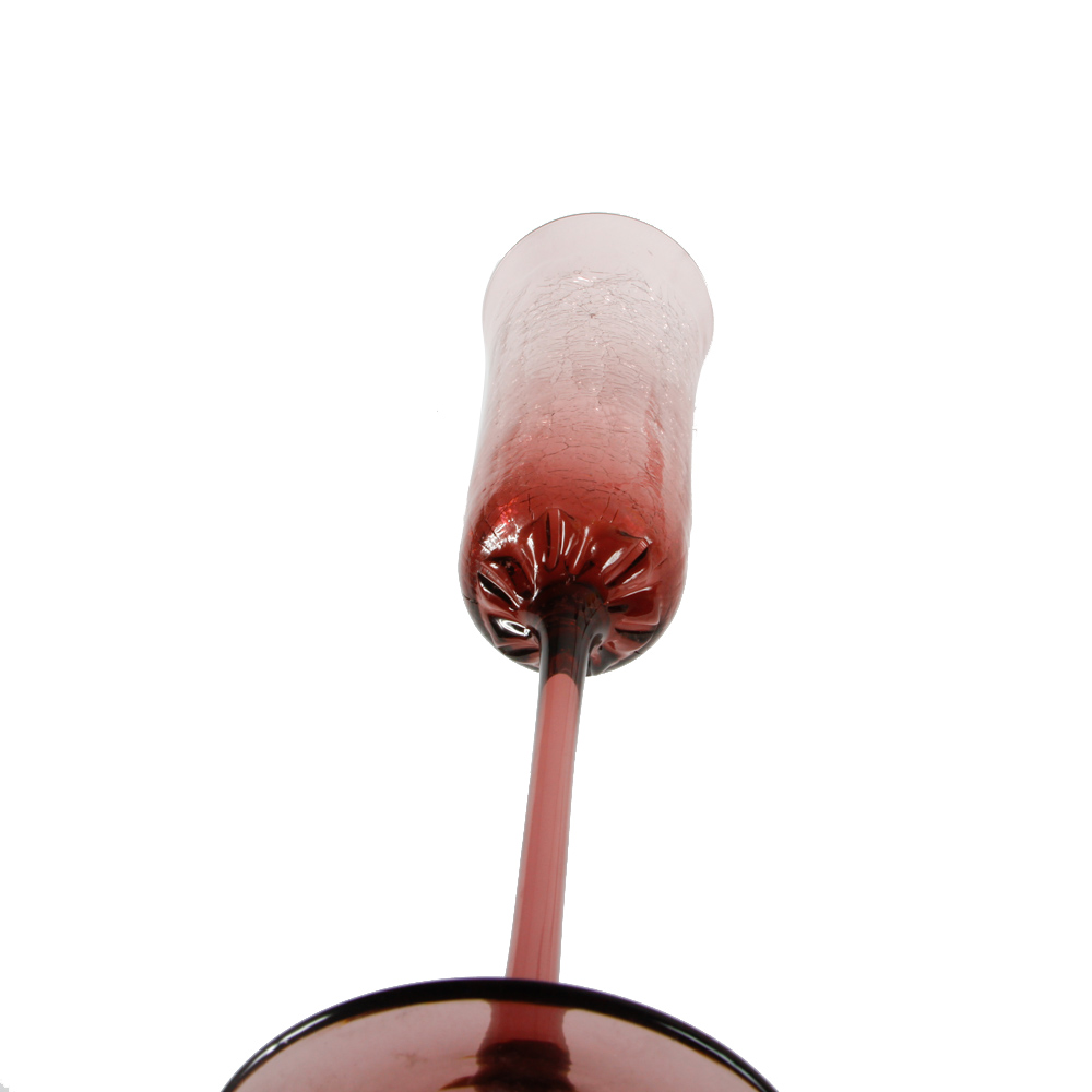 Vintage Purple and Yellow Crackle Glass Champagne Flutes