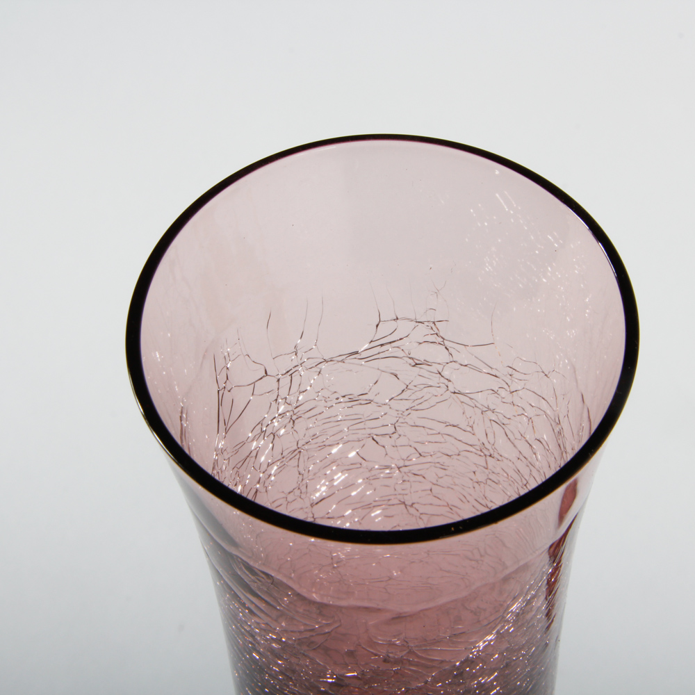 Vintage Purple and Yellow Crackle Glass Champagne Flutes