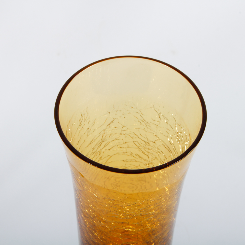 Vintage Purple and Yellow Crackle Glass Champagne Flutes