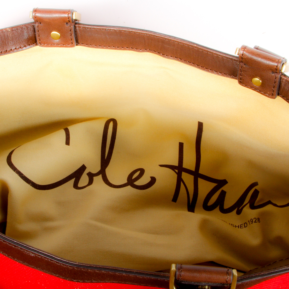 Cole Haan Red Leather Tote Bag