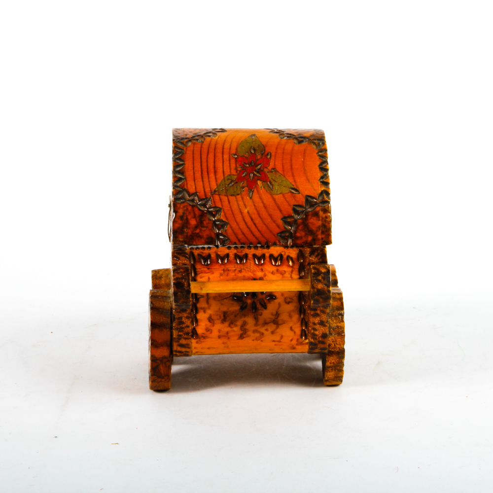 Folk Art Style Baby Carriage Coin Bank