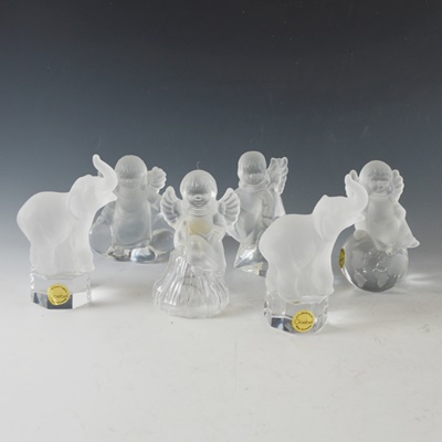 Goebel Frosted Cherub and Elephant Paperweight Figurines
