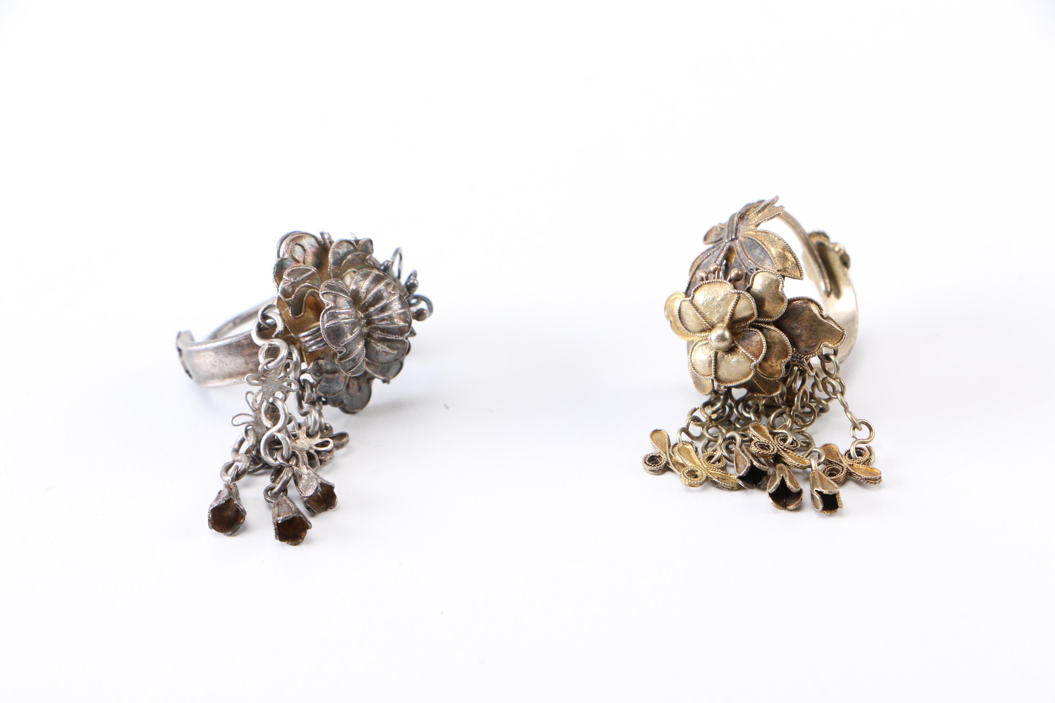 Vintage Sterling Jewelry Including Fan Brooch With Tigers Eye