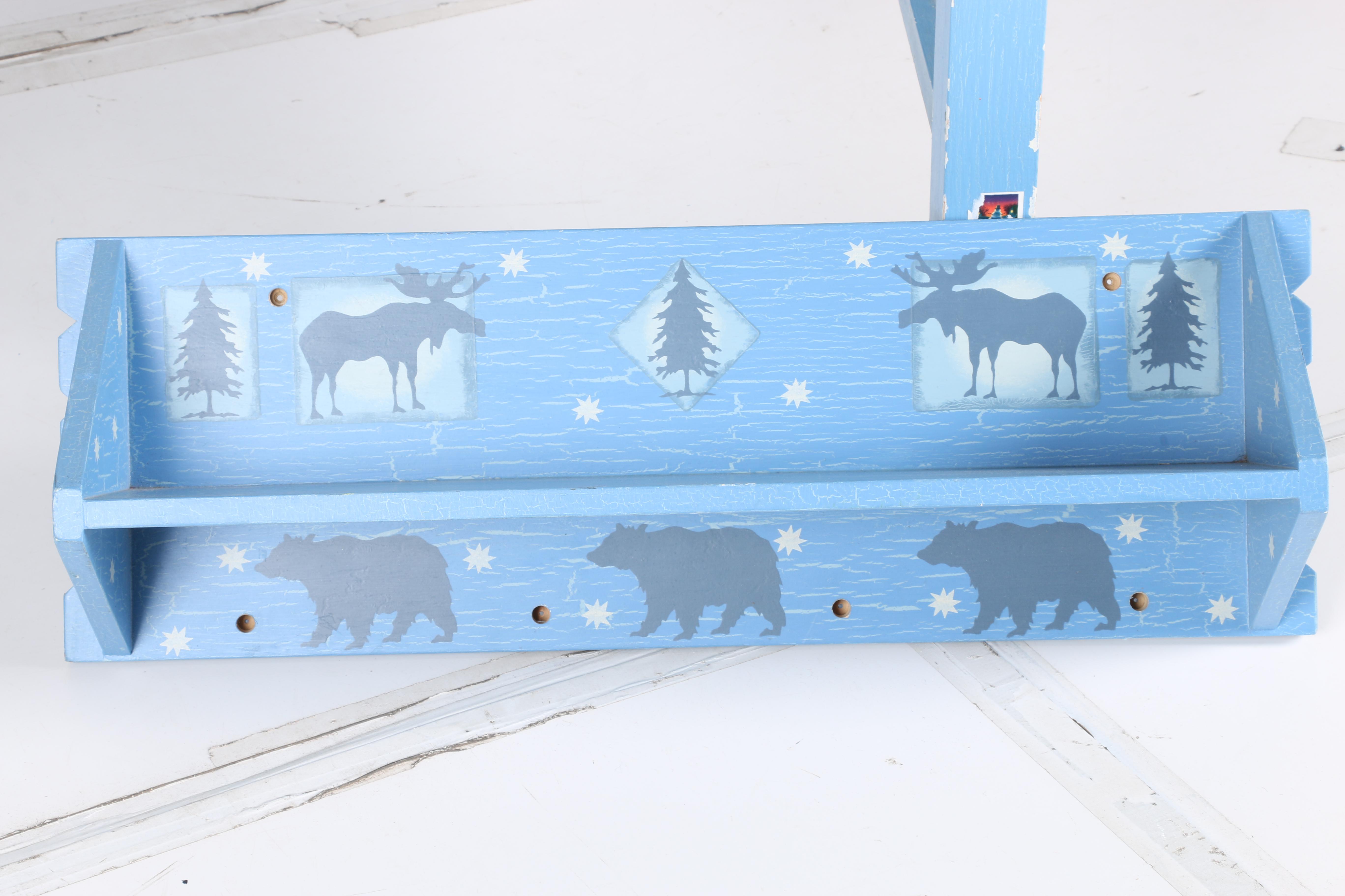 Hand-Painted Child's Bed and Wall Shelf by William Eastburn