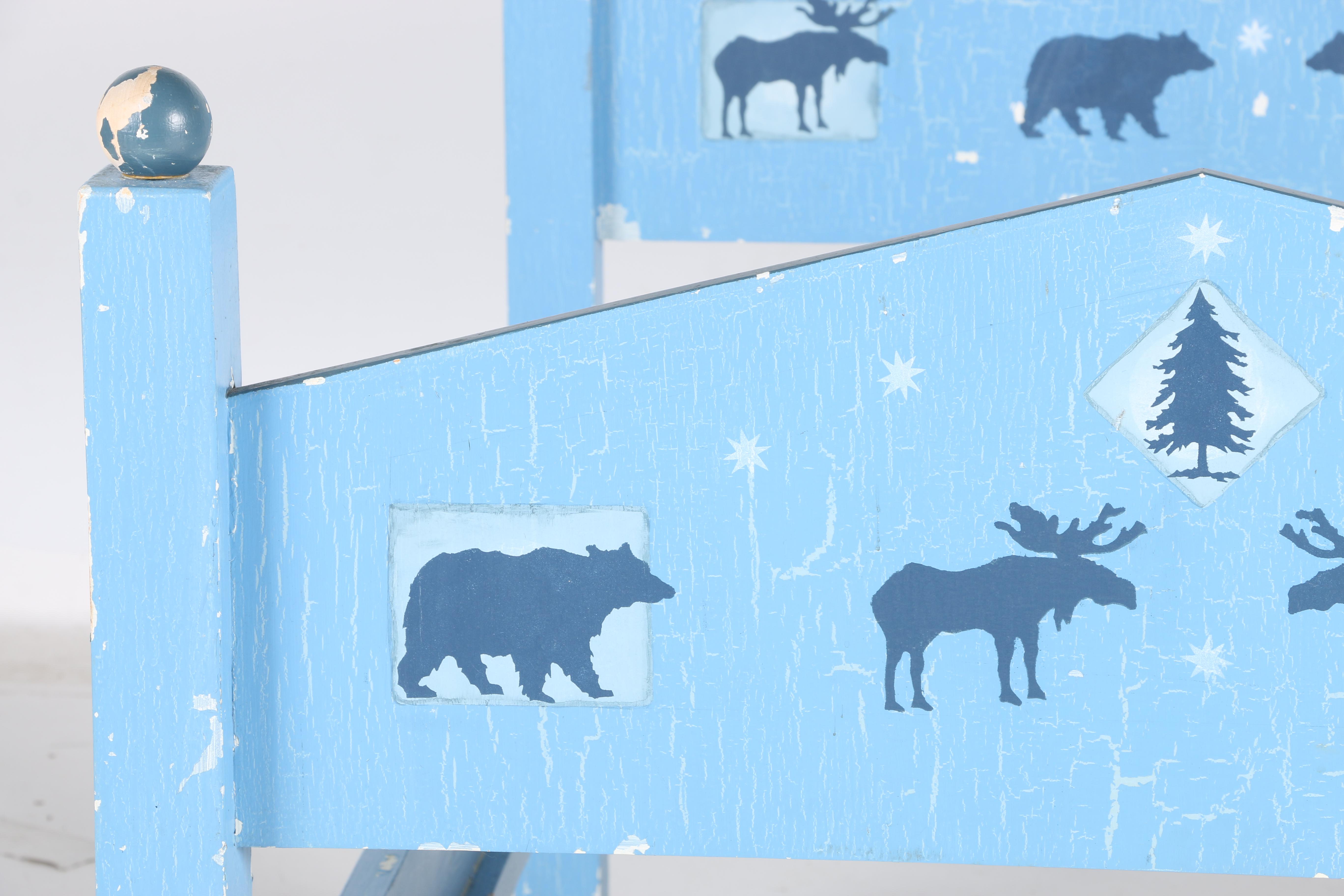 Hand-Painted Child's Bed and Wall Shelf by William Eastburn