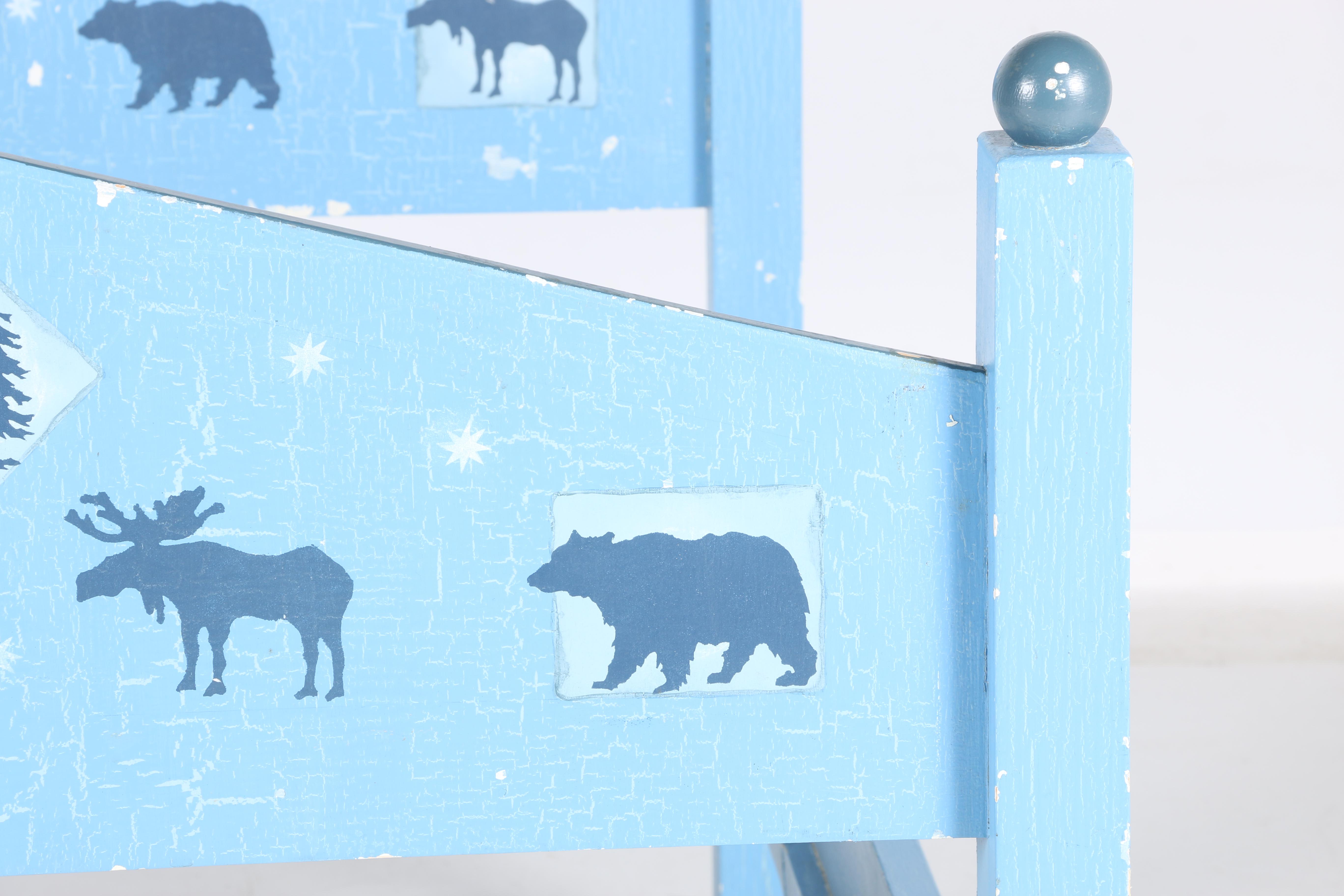 Hand-Painted Child's Bed and Wall Shelf by William Eastburn